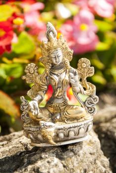 Preview: Grüne Tara, versilbert Messing, 9,5 cm