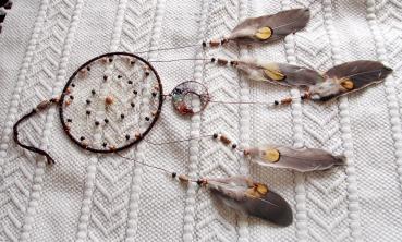 Preview: Traumfänger - Perlen und Lebensbaum - Durchmesser 15 cm