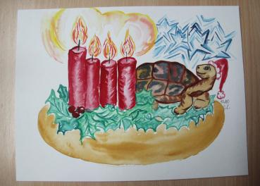 Aquarell Malerei "Der vierte Advent" von Sabrina Lang