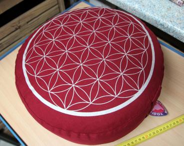 Preview: Meditationskissen Blume des Lebens Farbe rot/silber Preview: Meditationskissen Blume des Lebens Farbe rot/silber