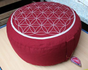 Preview: Meditationskissen Blume des Lebens Farbe rot/silber Preview: Meditationskissen Blume des Lebens Farbe rot/silber