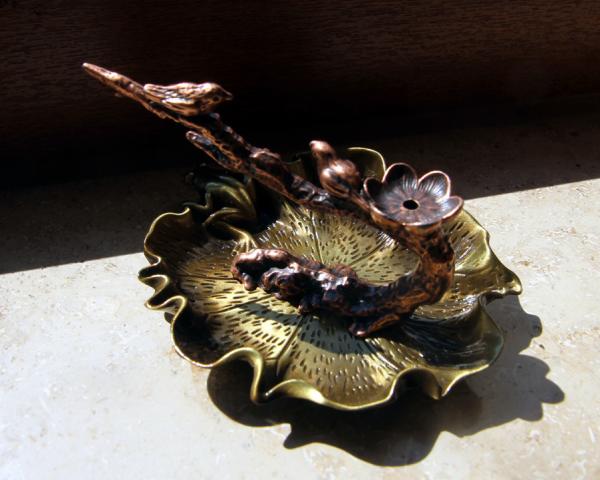 Räucherstäbchenhalter, Rückfluss, Metall, japanischer Teichfrosch, Bronze