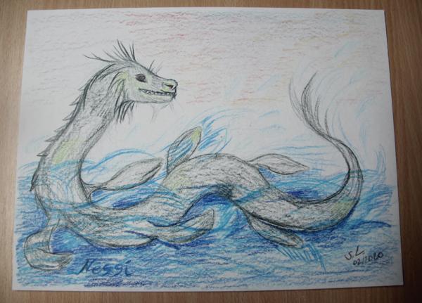 Aquarellbuntstift Zeichnung  "Nessi" von Sabrina Lang